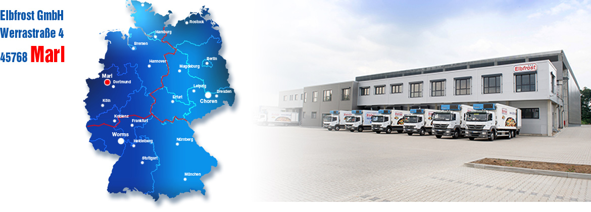 Elbfrost Standort Marl - Karte und Gebäudeansicht