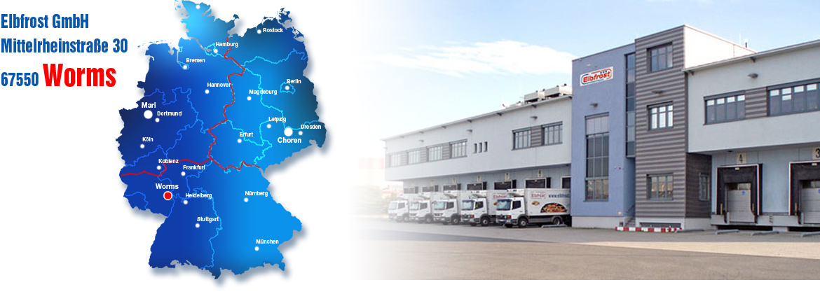 Elbfrost Standort Worms - Karte und Gebäudeansicht